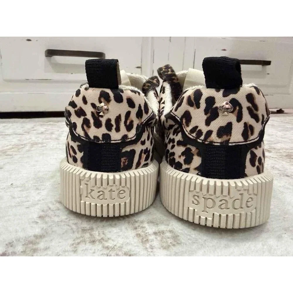 Kate Spade K As In Kate Court Leopard Canvas Sneakers Shoes 11B